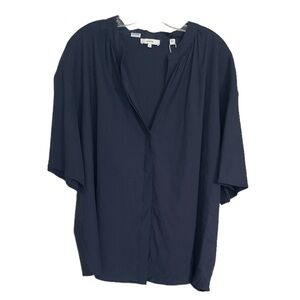 Vince Flutter Sleeve Linen Blend Top  sz 2X